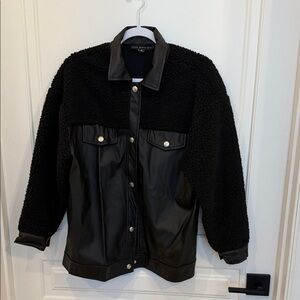 HYFVE Black Faux Leather and Sherpa Jacket